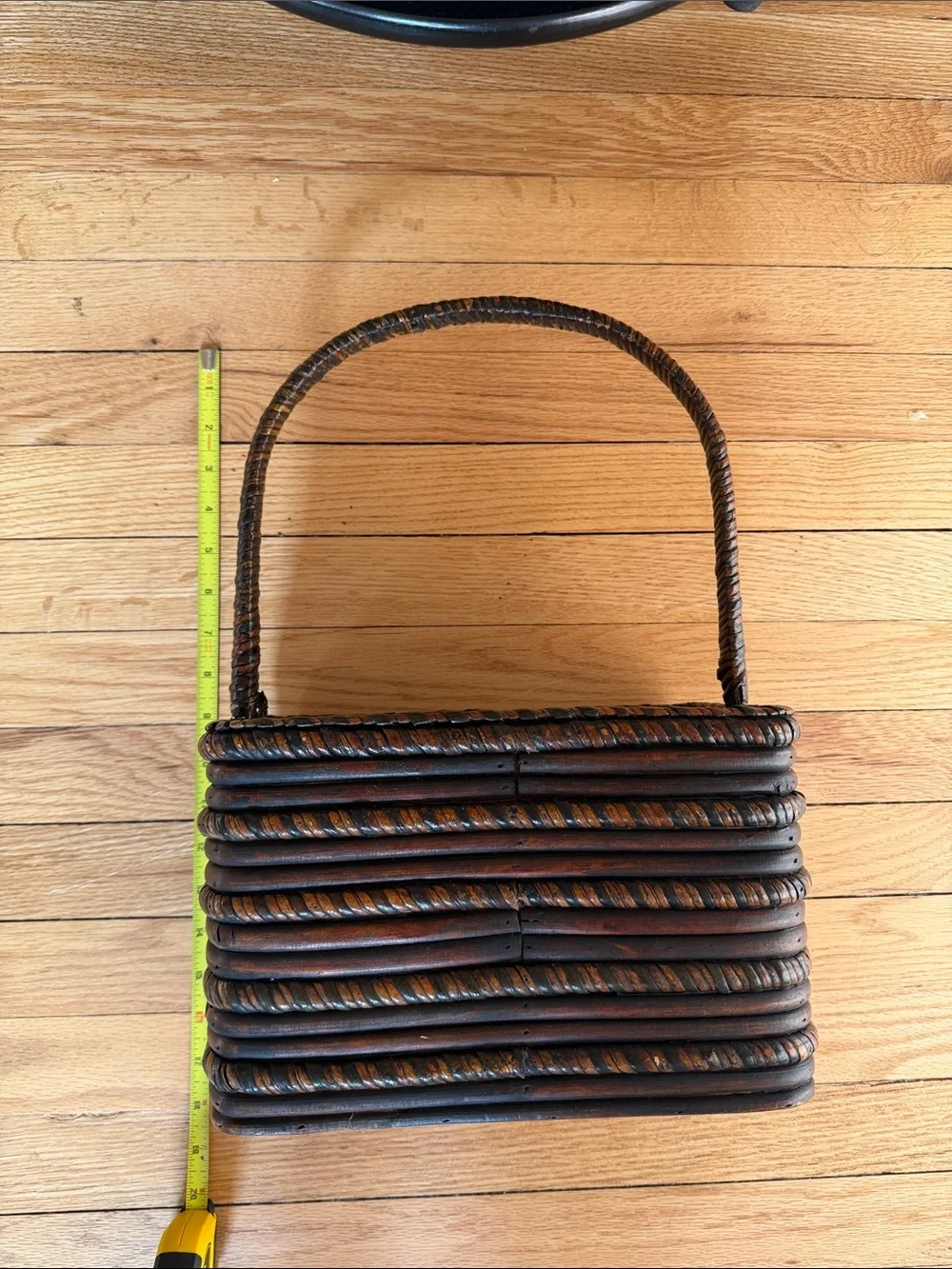 Woven Two-Compartment picnic wine Handled Basket - Brown & Black solid